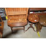 A reproduction mahogany wine table and a small oak