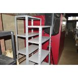 Two metal shelving units