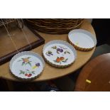 Three Royal Worcester flan dishes