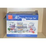 A plastic box storage set