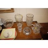 A quantity of glassware to include cut glass vases