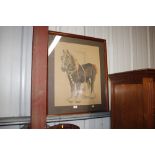 A large unsigned pencil study of a shire horse