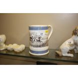 A 19th Century china mug depicting horse racing sc