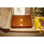 A mahogany and brass inlaid cutlery box