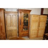 A late Victorian satinwood single mirrored door wa