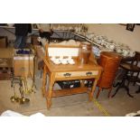 A Victorian pine washstand fitted single drawer