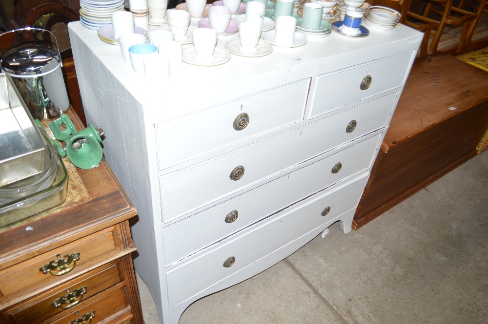 A 19th Century white painted chest fitted two shor