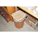 A circular linen basket and two trays