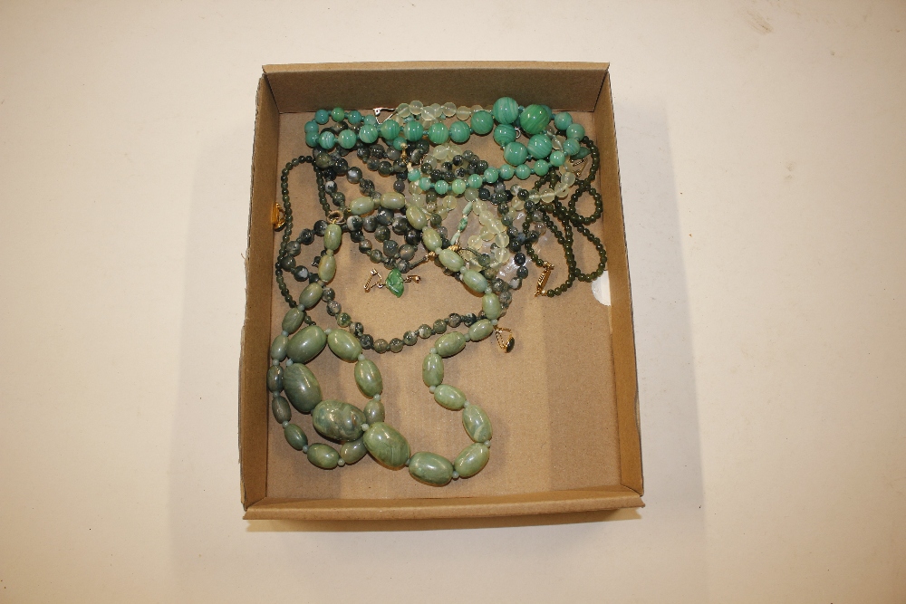 A collection of jade and other hardstone jewellery
