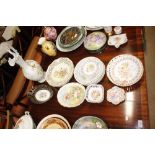 A quantity of various china plates, bowls, and a v