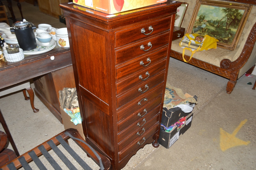 An Edwardian mahogany music chest fitted ten drawe