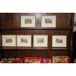 A set of six gilt framed coloured prints each depi