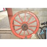 A red painted cartwheel
