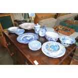 A quantity of mostly blue and white china etc