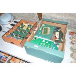 A small table football game; together with a box o