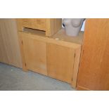 A light oak two door cupboard