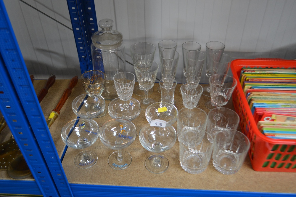 A quantity of various drinking glasses to include