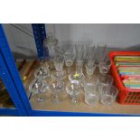 A quantity of various drinking glasses to include