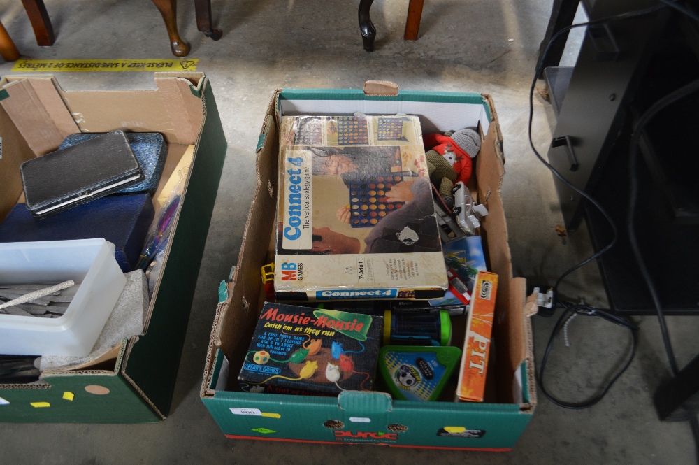 A box of various children's toys to include a Jame