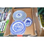 A box of blue and white china