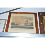 A maple framed print "The Harbour of Port Cornwall