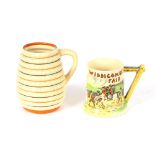 A Clarice Cliff Newport pottery mug of ribbed desi