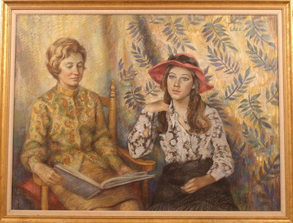 Dorothy Colles, pastel study of two seated ladies, - Image 2 of 2