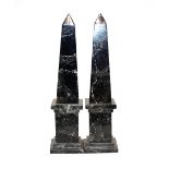 A pair of marble obelisks, 47cm high