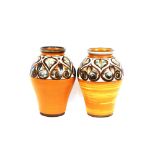 A pair of Langley Pottery baluster vases, 33cm hig