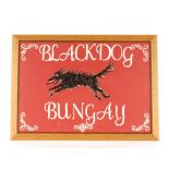 "Black Dog Bungay", mixed medium on board