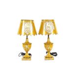 A pair of Toleware type table lamps complete with s