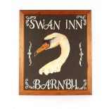 "Swan Inn Barnby", mixed medium on board