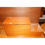 A Vanson teak stepped workbox with lifting lid an