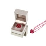 A Lalique red glass ring; and a heart shaped penda