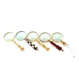 Five various decorative magnifying glasses