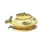 A large continental pottery fish tureen and stand,