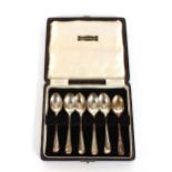 A cased set of six silver "Old English" pattern teaspo