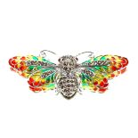 A silver Plique A Jour enamel decorated butterfly