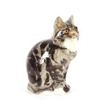 A Winstanley pottery model of a seated cat, 29cm h