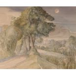 Richard Morgan, study of a country lane with churc