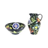 A Pru Green of Wivenhoe pottery jug and bowl, havi