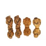 Four carved bone Netsukes
