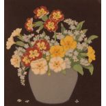 John Hall Thorpe (1874-1947), pencil signed woodblock Primulas an