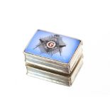 A silver pill box with Masonic decoration