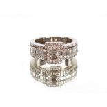 A14ct white gold and diamond set ring