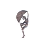 An Art Deco bronze figure of a fan dancer (no base