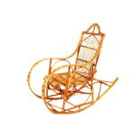 A vintage wicker rocking chair