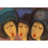 Contemporary School, study of three ladies in hats