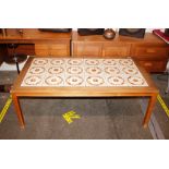 A teak G-plan design coffee table, with tile inser