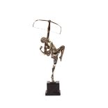 A silvered bronze figure (Tireuse a L'arc) circa 1